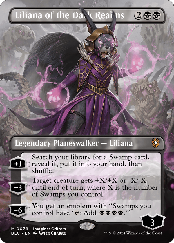 Liliana of the Dark Realms (Borderless) (BLC-078) - Bloomburrow Commander