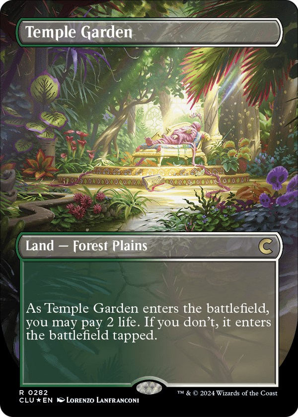 Temple Garden (Borderless) (CLU-282) - Ravnica: Clue Edition Foil
