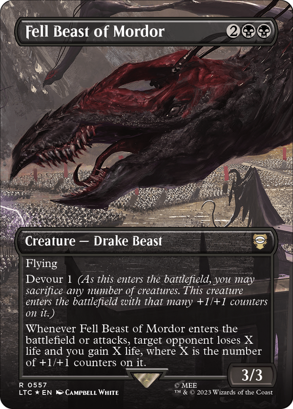 Fell Beast of Mordor (Borderless) (Surge Foil) (LTC-557) - Tales of Middle-earth Commander Foil