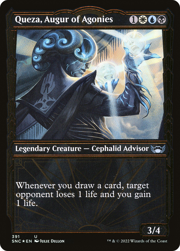 Queza, Augur of Agonies (Gilded Foil) (SNC-391) - Streets of New Capenna: (Showcase) Foil
