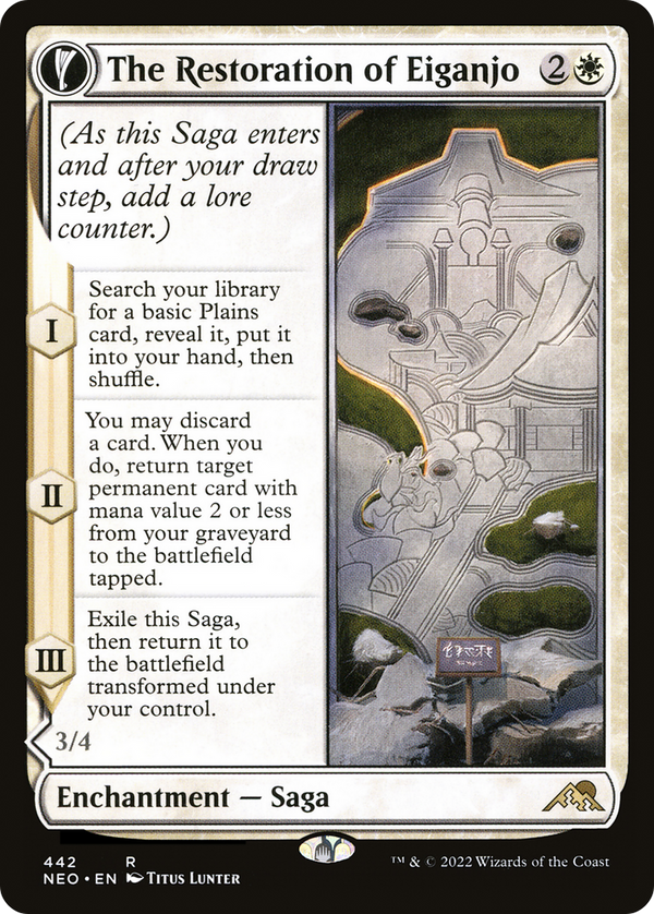 The Restoration of Eiganjo (Extended Art) (NEO-442) - Kamigawa: Neon Dynasty: (Extended Art, fandfc, enchantment) Foil