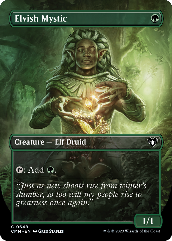 Elvish Mystic (Borderless) (CMM-648) - Commander Masters Foil
