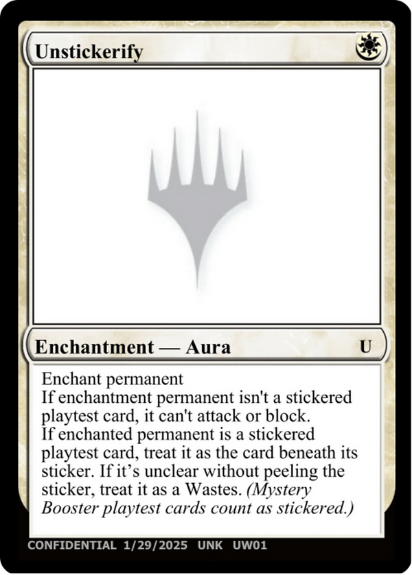 Unstickerify (UNK-) - Un-Known Event Playtest Cards