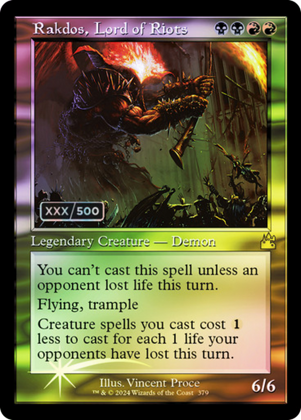 Rakdos, Lord of Riots (Retro Frame) (Serial Numbered) (RVR-379) - Ravnica Remastered Foil