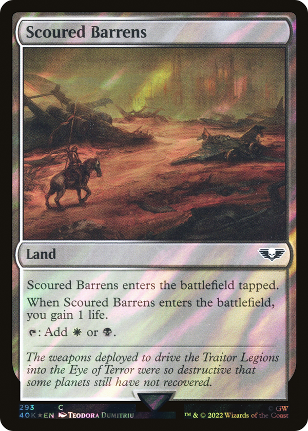 Scoured Barrens (Surge Foil) (40K-293) - Warhammer 40,000 Commander Foil