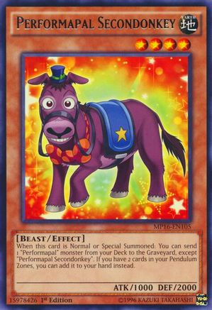 Performapal Secondonkey (MP16-EN105) - 2016 Mega-Tins Mega Pack 1st Edition