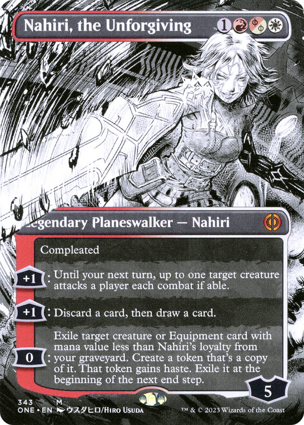 Nahiri, the Unforgiving (Borderless) (ONE-343) - Phyrexia: All Will Be One: (Showcase) Foil