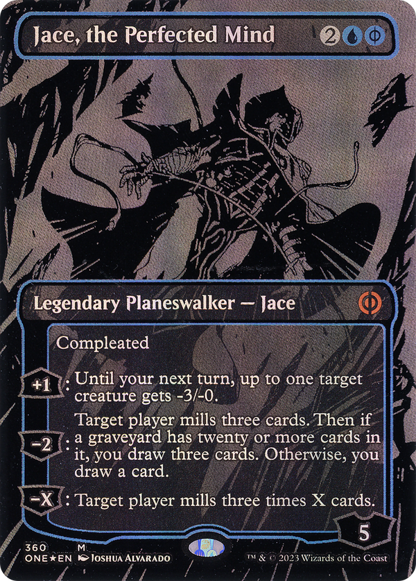 Jace, the Perfected Mind (Oil Slick Raised Foil) (ONE-360) - Phyrexia: All Will Be One (Borderless) Foil