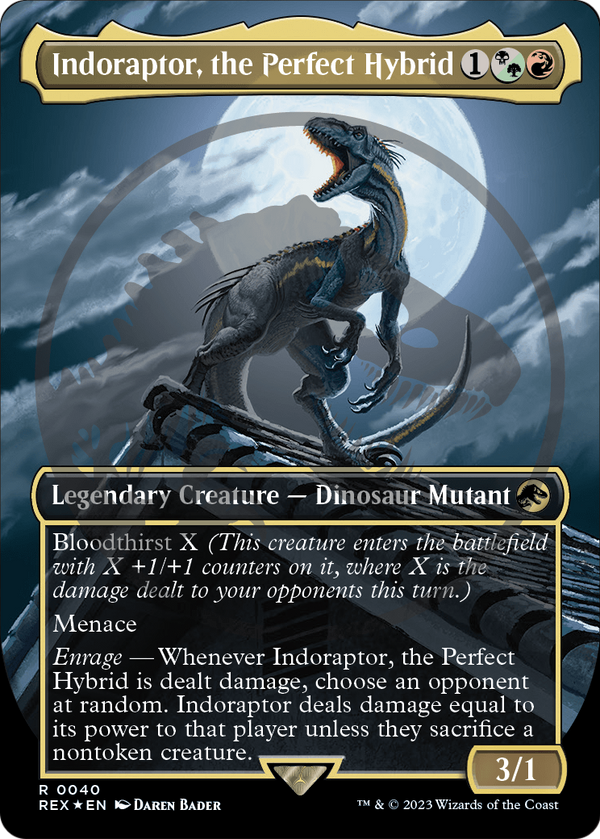Indoraptor, the Perfect Hybrid (Borderless) (Emblem) (REX-040) - Jurassic World Collection Foil
