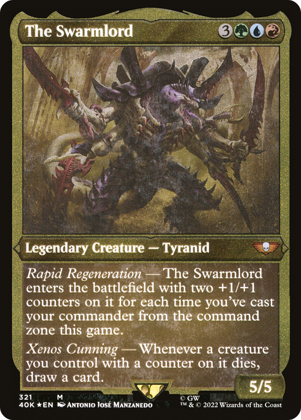 The Swarmlord (Display Commander) (Foil Etched) - Thick Stock (40K-321) - Warhammer 40,000 Commander Foil