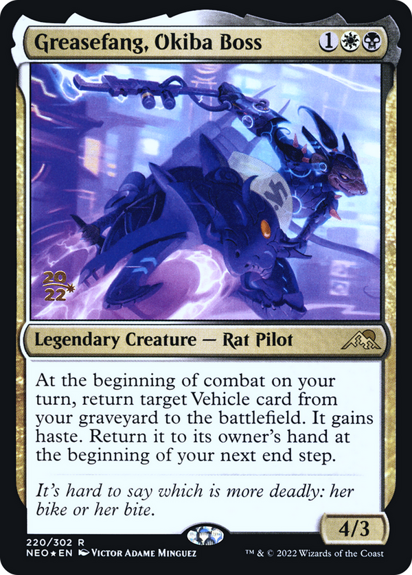 Greasefang, Okiba Boss (PRE-220) - Kamigawa: Neon Dynasty Promos Foil
