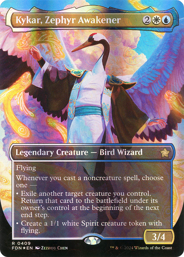Kykar, Zephyr Awakener (Borderless) (Mana Foil) (FDN-409) - Foundations Foil