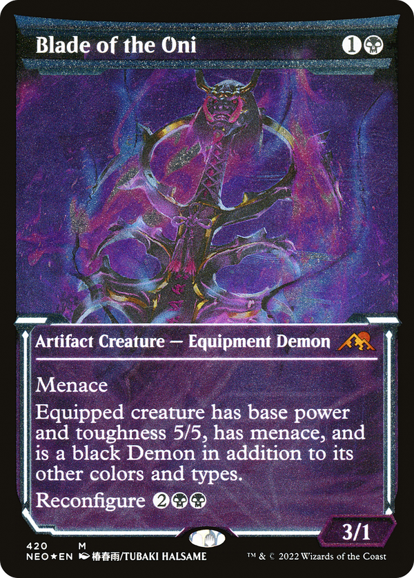 Blade of the Oni (Showcase) (Foil Etched) (NEO-420) - Kamigawa: Neon Dynasty: (Showcase) Foil