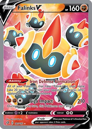 Falinks V (Full Art) 185/192  - Holofoil SWSH02 Rebel Clash - Ultra Rare