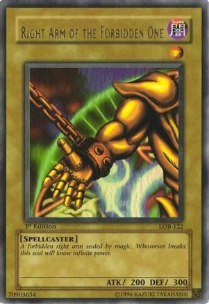 Right Arm of the Forbidden One (LOB-122) - The Legend of Blue Eyes White Dragon Unlimited
