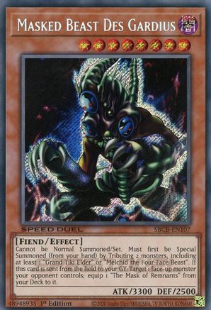 Masked Beast Des Gardius (Secret) (SBCB-EN107) - Speed Duel: Battle City Box 1st Edition
