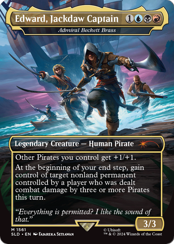 Edward, Jackdaw Captain - Admiral Beckett Brass (SLD-1561) - Secret Lair Drop / Edward, Jackdaw Captain (Borderless) Foil