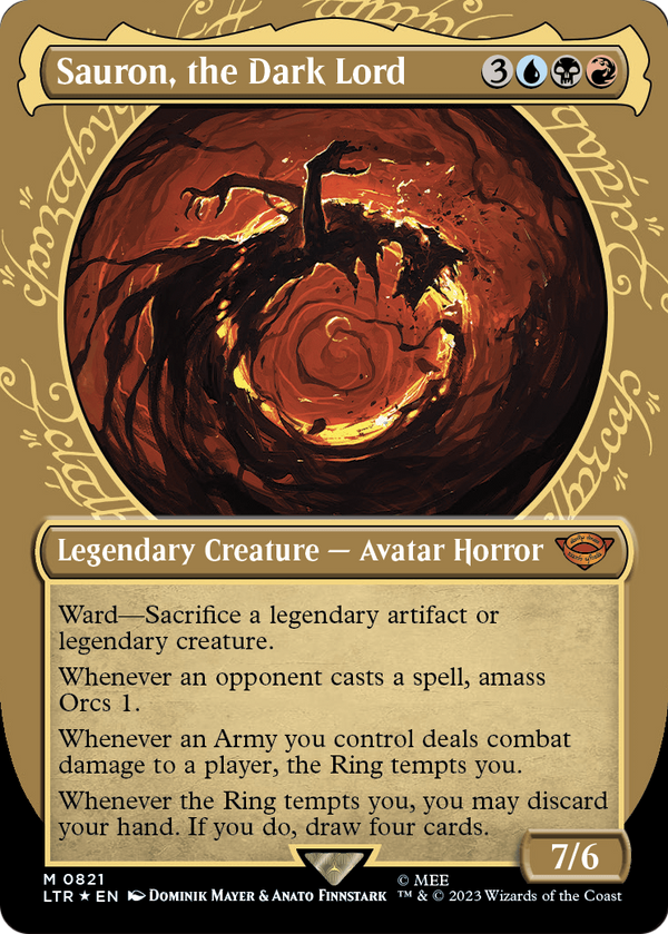 Sauron, the Dark Lord (Showcase) (Surge Foil) (LTR-821) - The Lord of the Rings: Tales of Middle-earth: (Showcase) (Borderless) Foil