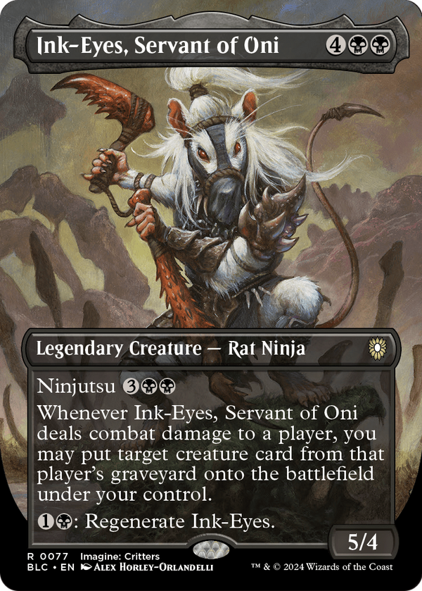 Ink-Eyes, Servant of Oni (Borderless) (BLC-077) - Bloomburrow Commander Foil