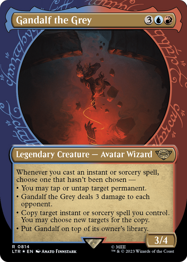 Gandalf the Grey (Showcase) (Surge Foil) (LTR-814) - The Lord of the Rings: Tales of Middle-earth: (Showcase) (Borderless) Foil