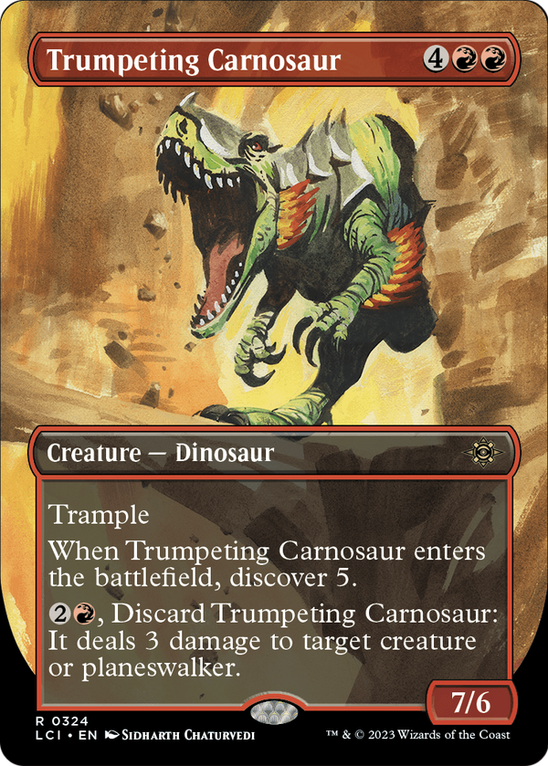 Trumpeting Carnosaur (Borderless) (LCI-324) - The Lost Caverns of Ixalan Foil