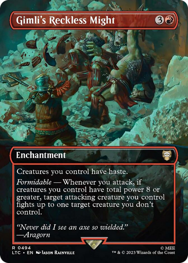 Gimli's Reckless Might (Borderless) (LTC-494) - Tales of Middle-earth Commander Foil