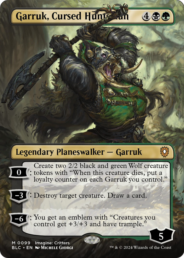 Garruk, Cursed Huntsman (Borderless) (BLC-099) - Bloomburrow Commander