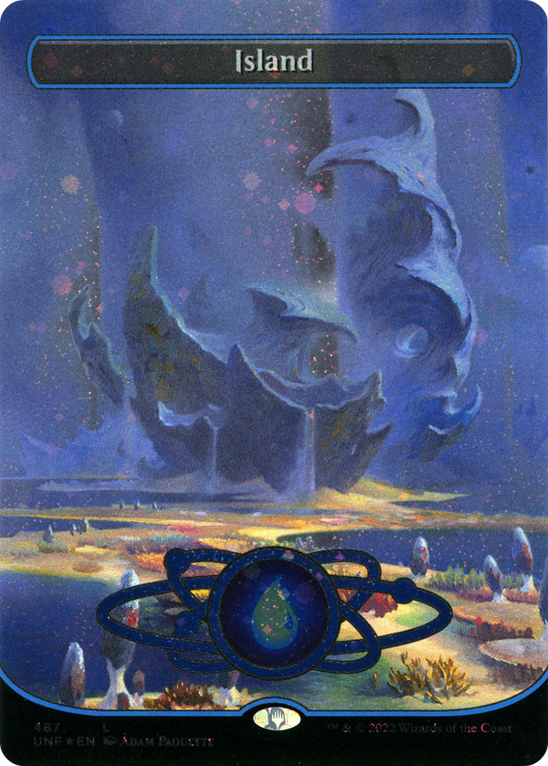 Island (487) (Borderless) (Galaxy Foil) (UNF-487) - Unfinity Foil