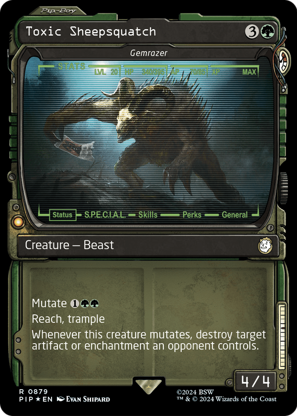 Toxic Sheepsquatch - Gemrazer (Showcase) (Surge Foil) (PIP-879) - Fallout / Toxic Sheepsquatch: (Showcase) Foil
