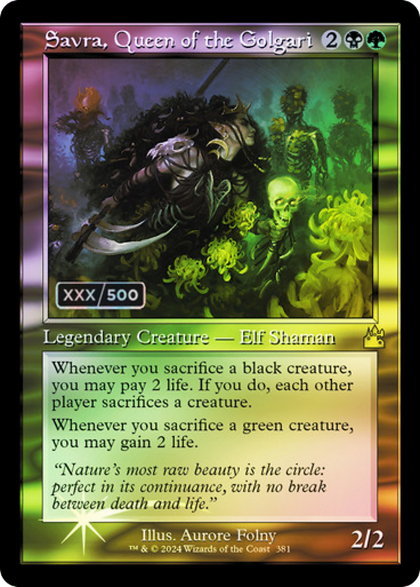 Savra, Queen of the Golgari (Retro Frame) (Serial Numbered) (RVR-381) - Ravnica Remastered Foil