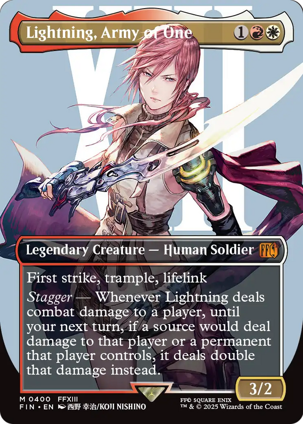 Lightning, Army of One (0400) (Borderless) (FIN-400) - FINAL FANTASY Foil