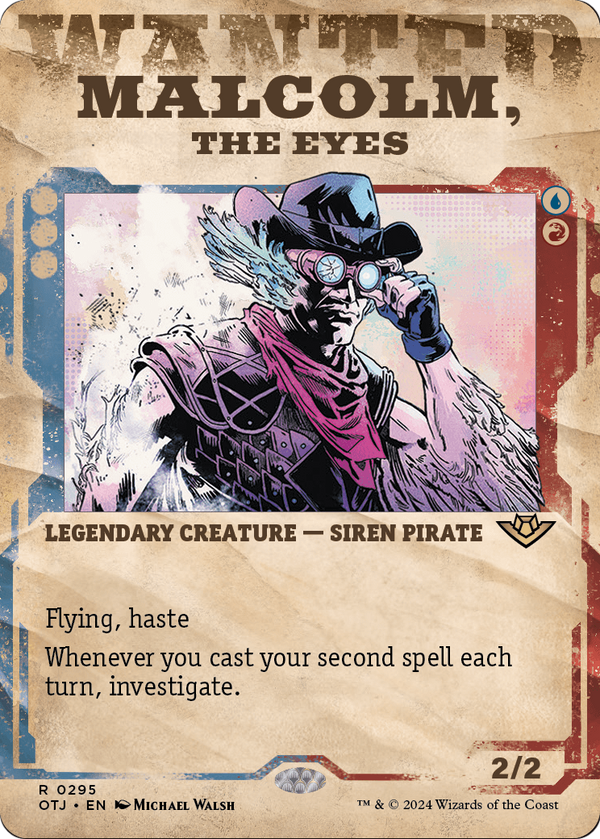 Malcolm, the Eyes (Showcase) (OTJ-295) - Outlaws of Thunder Junction: (Showcase) (Borderless) Foil