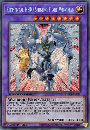 Elemental HERO Shining Flare Wingman (Secret Rare) (SGX3-ENI25) - Speed Duel GX: Duelists of Shadows 1st Edition