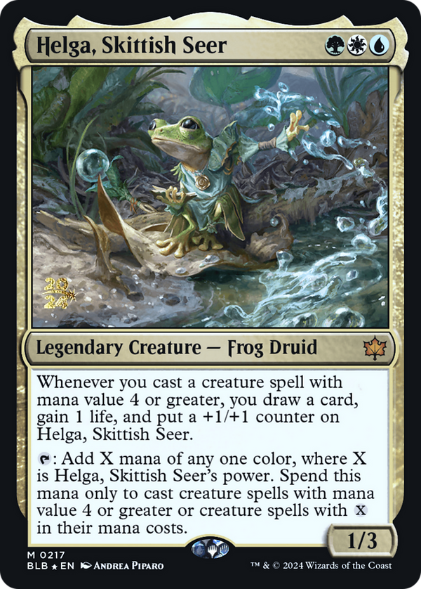 Helga, Skittish Seer (PRE-217) - Bloomburrow Promos Foil