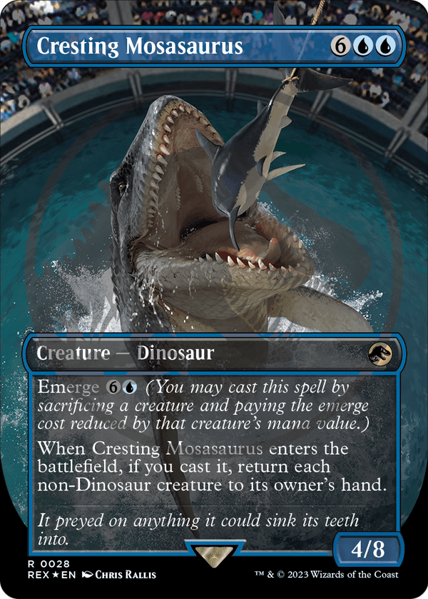 Cresting Mosasaurus (Borderless) (Emblem) (REX-028) - Jurassic World Collection Foil