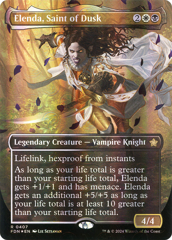 Elenda, Saint of Dusk (Borderless) (Mana Foil) (FDN-407) - Foundations Foil