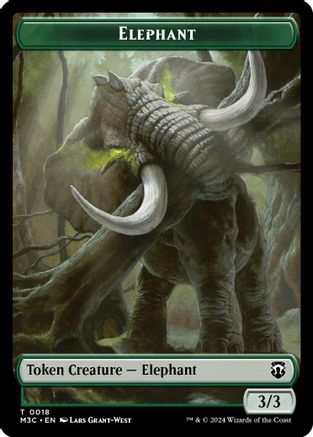 Elephant (Ripple Foil) // Beast (0016) Double-Sided Token (M3C-18 // 16) - Modern Horizons 3 Commander Foil