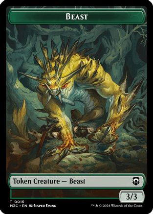 Beast (0015) (Ripple Foil) // Insect (0025) Double-Sided Token (M3C-15 // 25) - Modern Horizons 3 Commander Foil
