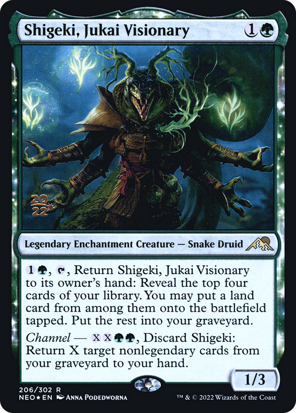 Shigeki, Jukai Visionary (PRE-206) - Kamigawa: Neon Dynasty Promos: (enchantment) Foil
