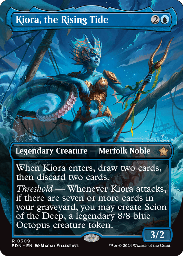 Kiora, the Rising Tide (Borderless) (FDN-309) - Foundations Foil