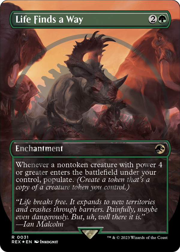 Life Finds a Way (Borderless) (Emblem) (REX-031) - Jurassic World Collection Foil