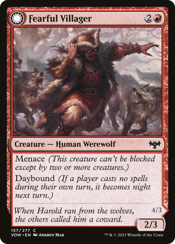 Fearful Villager (VOW-157) - Innistrad: Crimson Vow: (Double Faced Transform) Foil