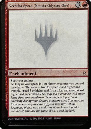 Need for Speed (Not the Odyssey One) (-) - Un-Known Event Playtest Cards