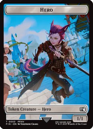 Hero (0003) // Treasure (0023) Double-Sided Token (FIN-3 // 23) - FINAL FANTASY Foil