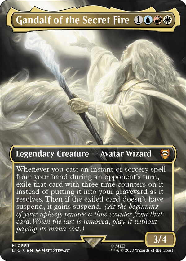 Gandalf of the Secret Fire (Borderless) (Surge Foil) (LTC-551) - Tales of Middle-earth Commander Foil