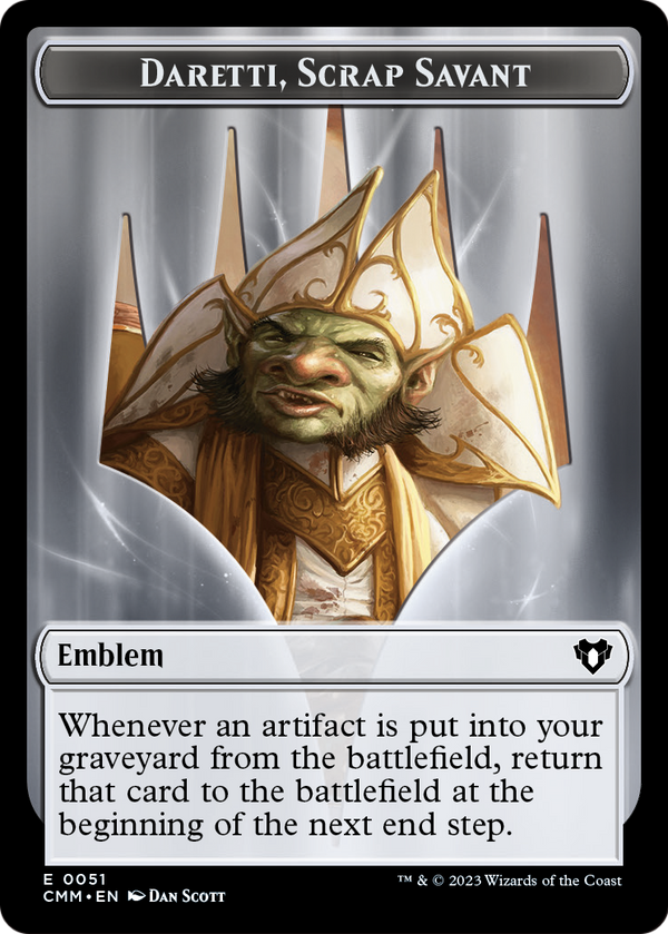 Daretti, Scrap Savant Emblem (TCMM-051) - Commander Masters Tokens Foil