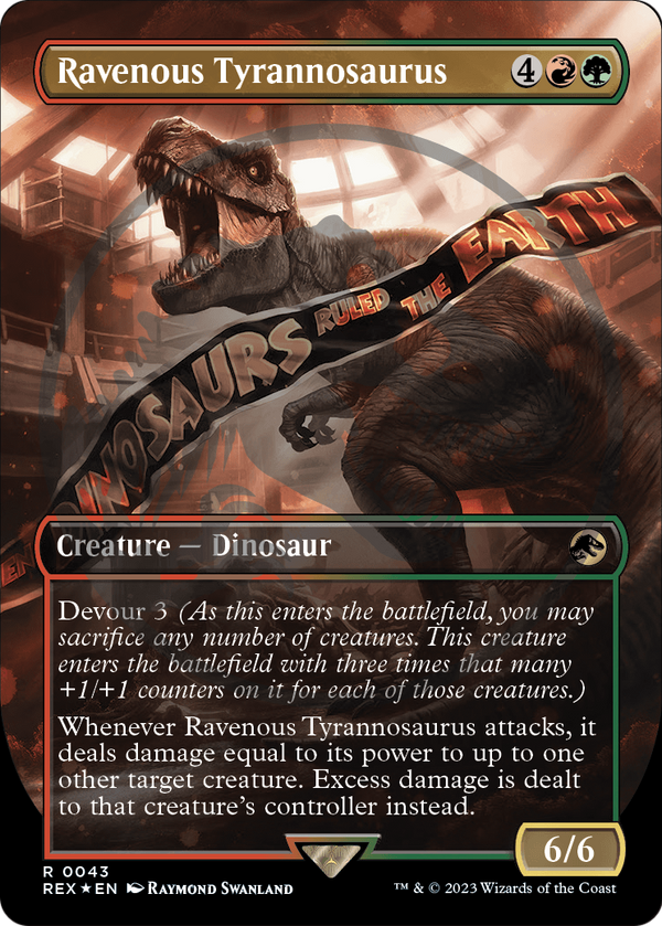 Ravenous Tyrannosaurus (Borderless) (Emblem) (REX-043) - Jurassic World Collection Foil