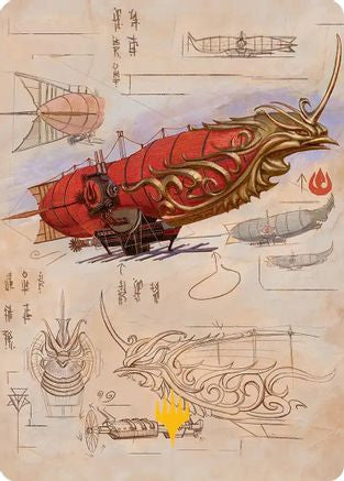 Phoenix Fleet Airship Art Card (Gold-Stamped Planeswalker Symbol) (ASTLA-035) - Art Series: Avatar: The Last Airbender
