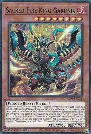 Sacred Fire King Garunix (RA05-EN031) - Rarity Collection 5 1st Edition