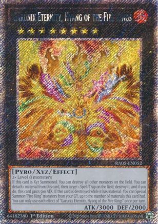 Garunix Eternity, Hyang of the Fire Kings (Platinum Secret Rare) (RA05-EN052) - Rarity Collection 5 1st Edition